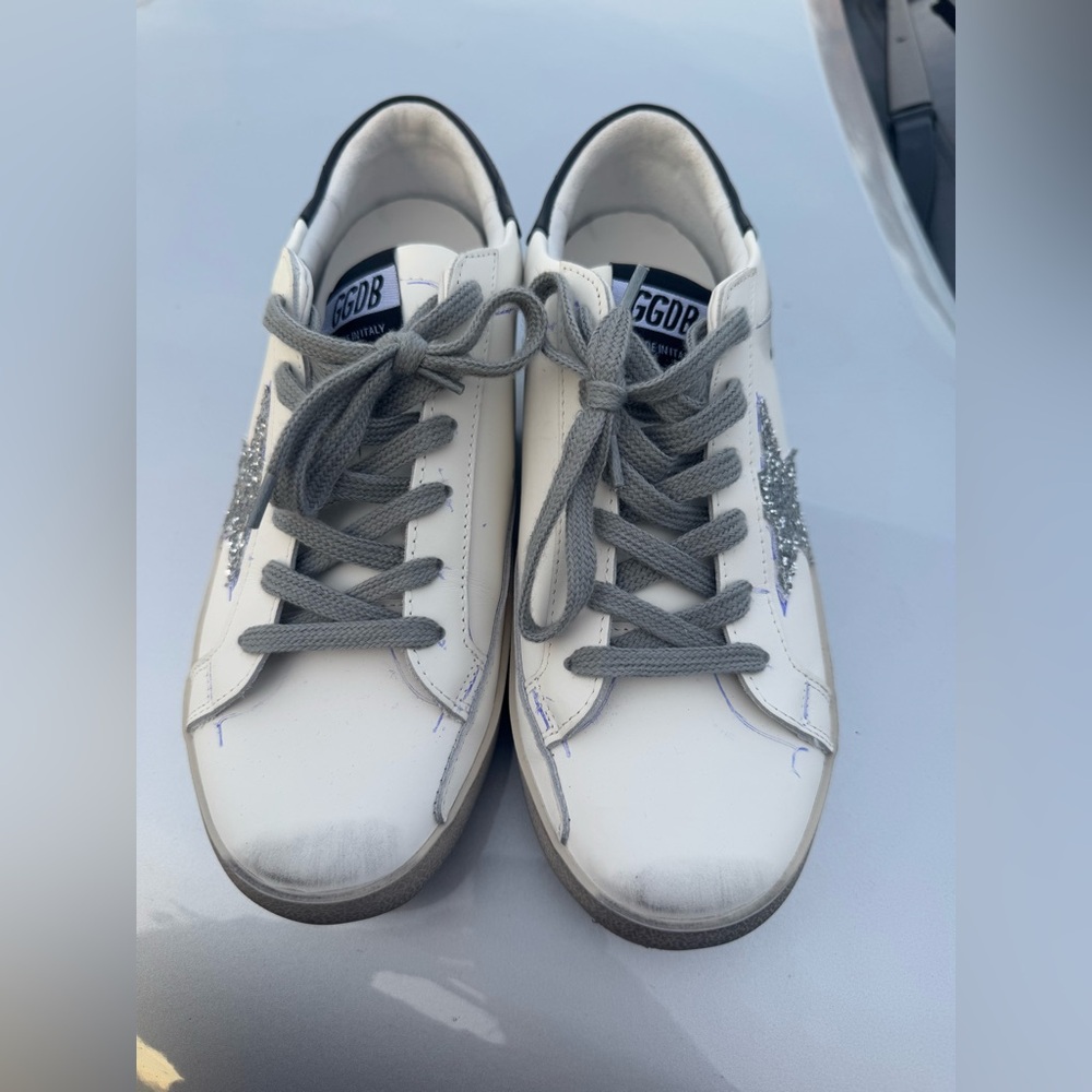 Golden Goose White and Gray Sneakers